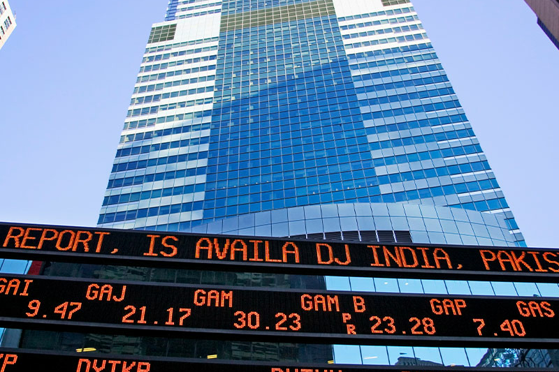 Stock exchange sign and building